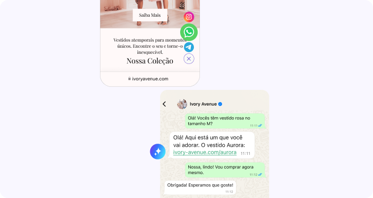 Widget de chat do Kommo conectando o site da empresa ao WhatsApp